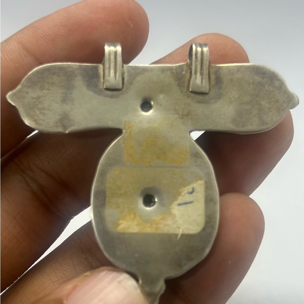 Beautiful Old Central Asian Jewelry Pure Sliver Pendant With Gold Plated - Picture 2 of 5